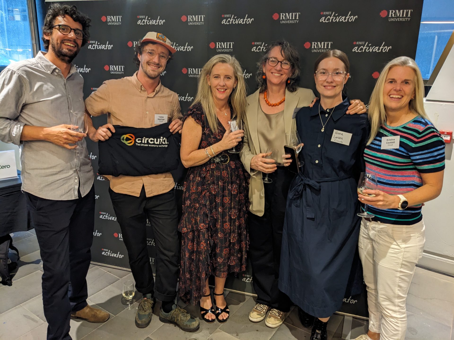 Circuiti team and advisor Pip Stocks celebrating after completing successfully the RMIT Activator Accelerator.