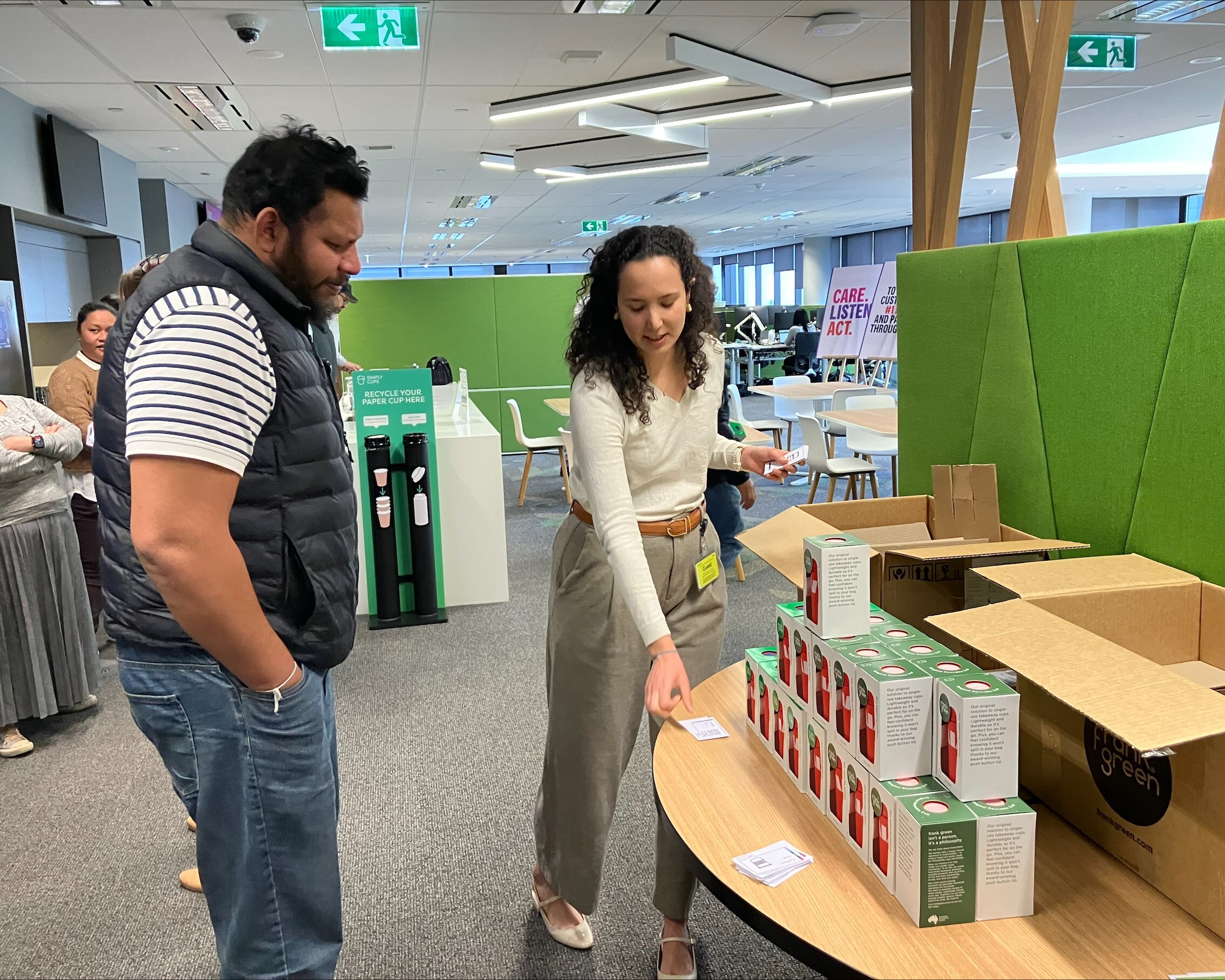 CCP Product Manager, Fernanda Faria Zorilla, assisting with Westpac's waste education quiz