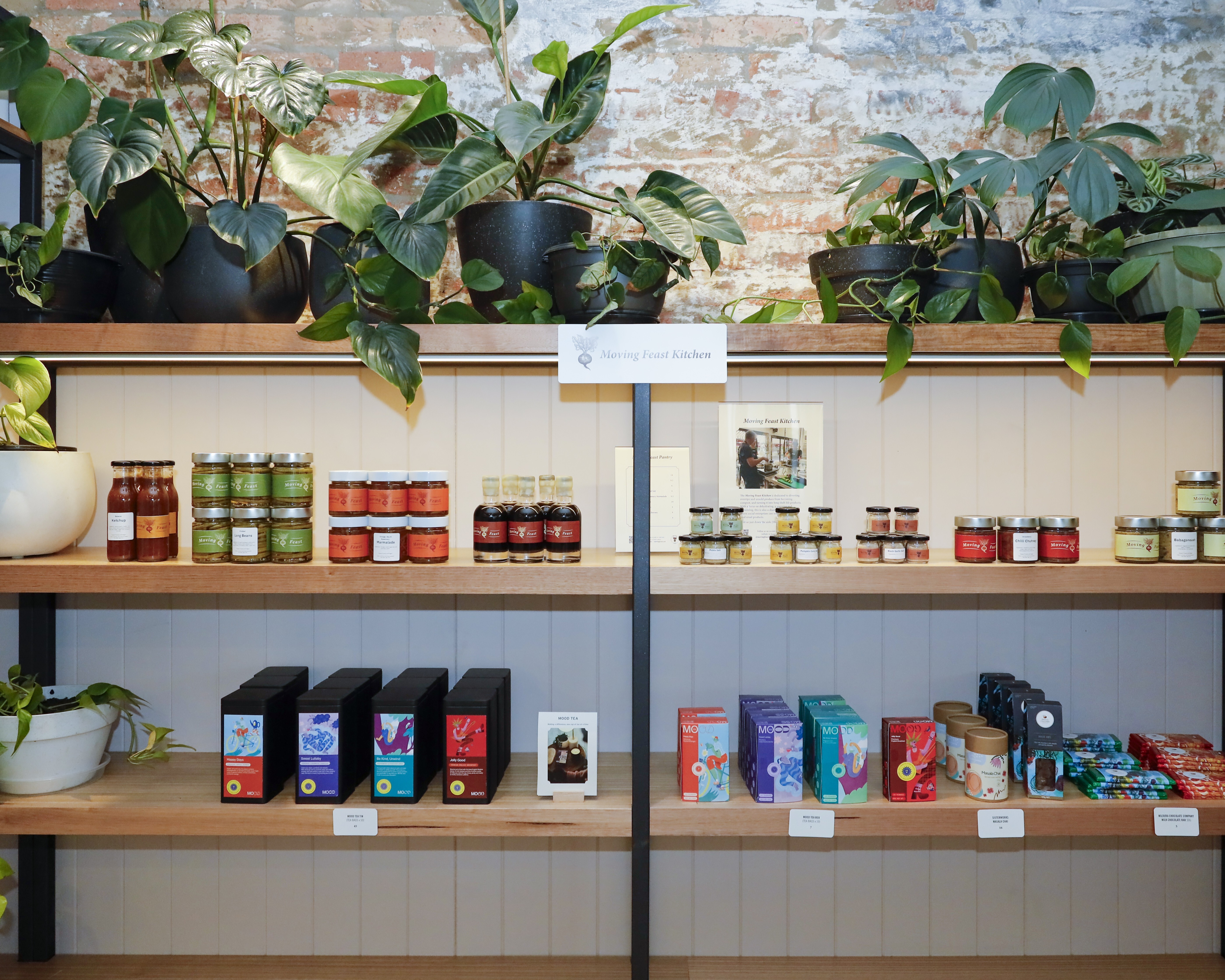 Moving Feast products being retailed at the Moving Feast pantry at Queen Victoria Market.