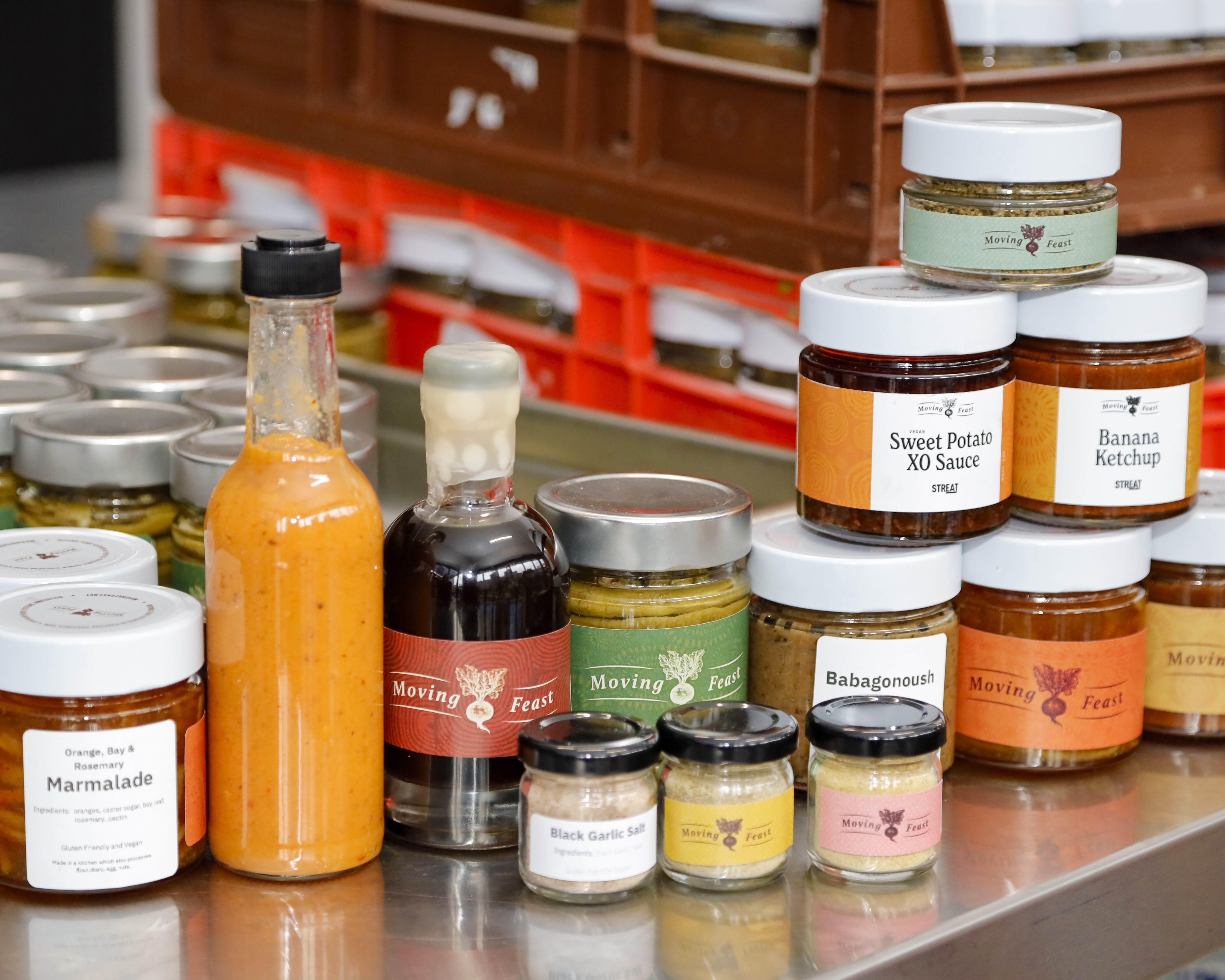 Moving Feast products made as part of the Crowd Sauce project.